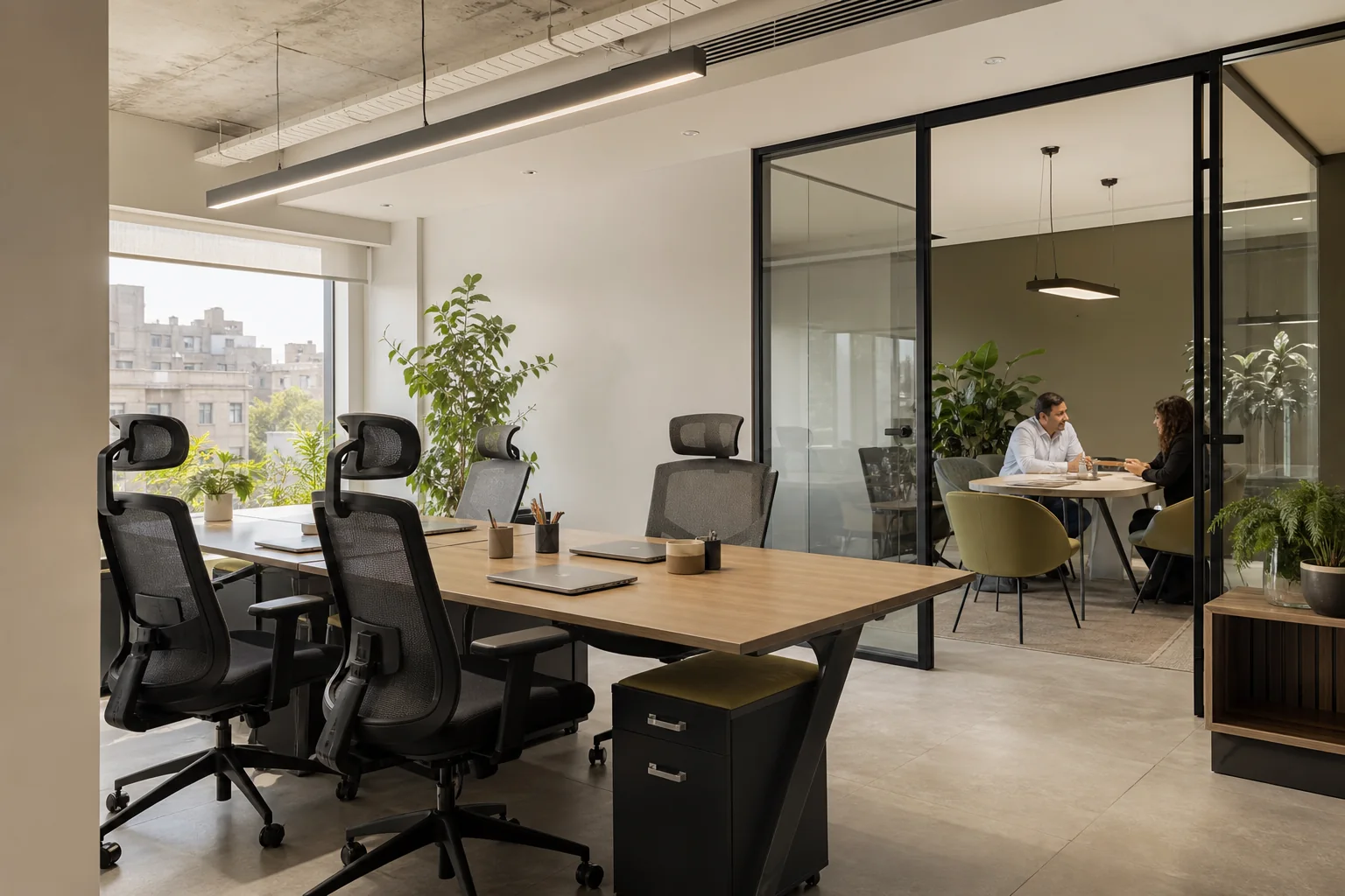 An equipped private office and meeting room in BDC's Cairo workspace